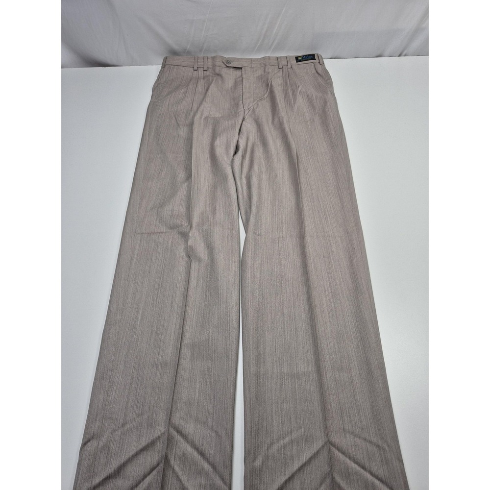VTG Krizia Dress Pants Mens 42x36 Beige Wool Pleated Straight Marlane Super 100